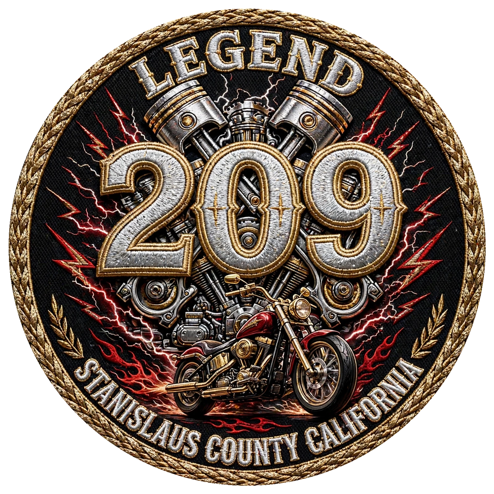 209 Legend embroidered patch — earned by riding, never bought